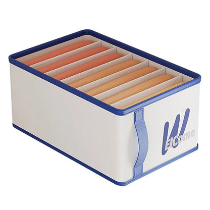 Large 7 Compartments Foldable PE+PP Wardrobe Clothes Organizer Moisture-proof Pants Storage Box