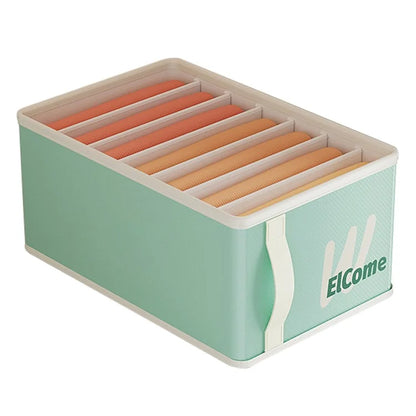 Large 7 Compartments Foldable PE+PP Wardrobe Clothes Organizer Moisture-proof Pants Storage Box
