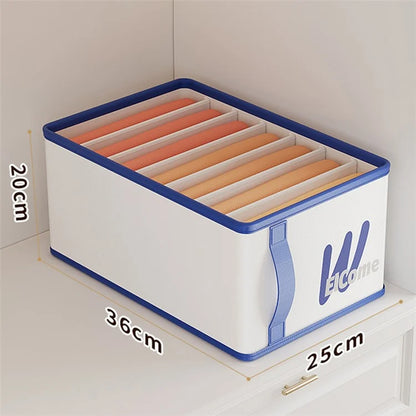 Large 7 Compartments Foldable PE+PP Wardrobe Clothes Organizer Moisture-proof Pants Storage Box