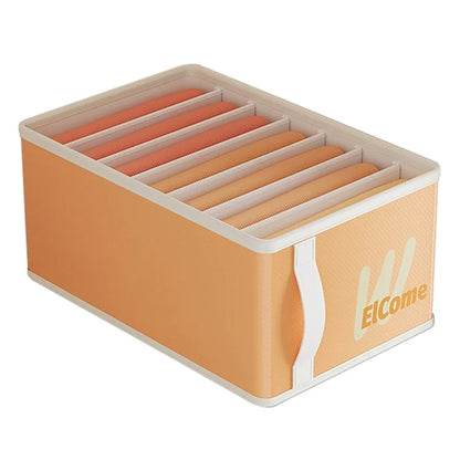 Large 7 Compartments Foldable PE+PP Wardrobe Clothes Organizer Moisture-proof Pants Storage Box
