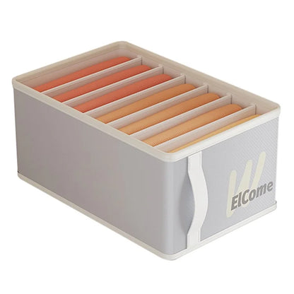 Large 7 Compartments Foldable PE+PP Wardrobe Clothes Organizer Moisture-proof Pants Storage Box