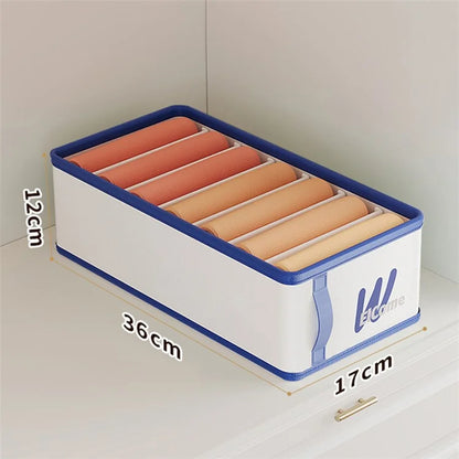 Small 7 Compartments Foldable Moisture-proof Clothes Organizer PE+PP Wardrobe Pants Storage Box