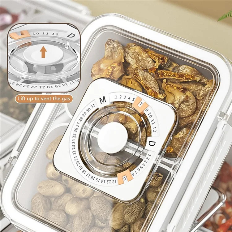 TY-90022 Airtight Food Storage Box with Timer PET+PP Spices Container, Size S (BPA-Free, No FDA)