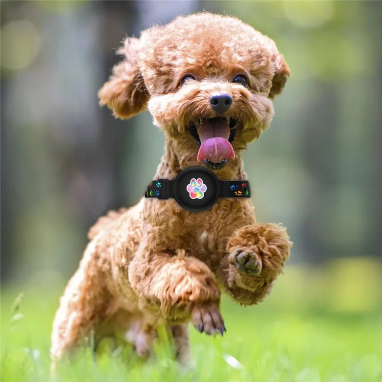 Silicone Pet Collar with Protective Case for AirTag Bluetooth Tracker Adjustable Neck Strap