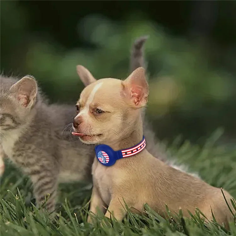 Silicone Pet Collar with Protective Case for AirTag Bluetooth Tracker Adjustable Neck Strap