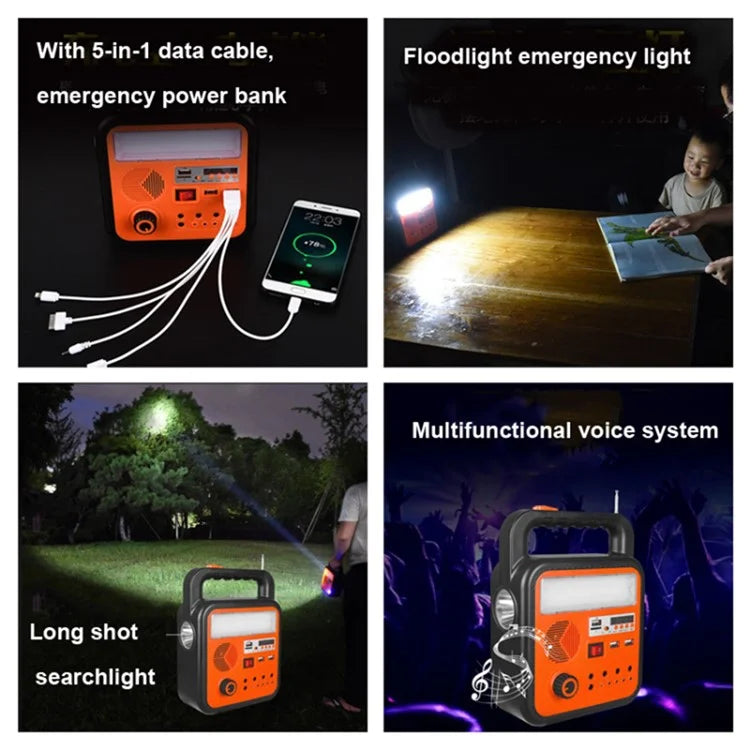 YC-T02 Standard Version Solar Multifunctional Lighting System Outdoor Camping Stall Light Power Bank Bright Flashlight