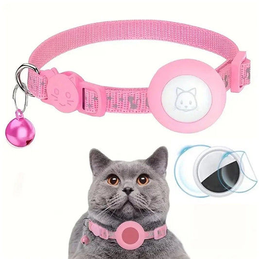 Reflective Nylon Pet Collar with Silicone Case for AirTag Bluetooth Tracker Protective Film