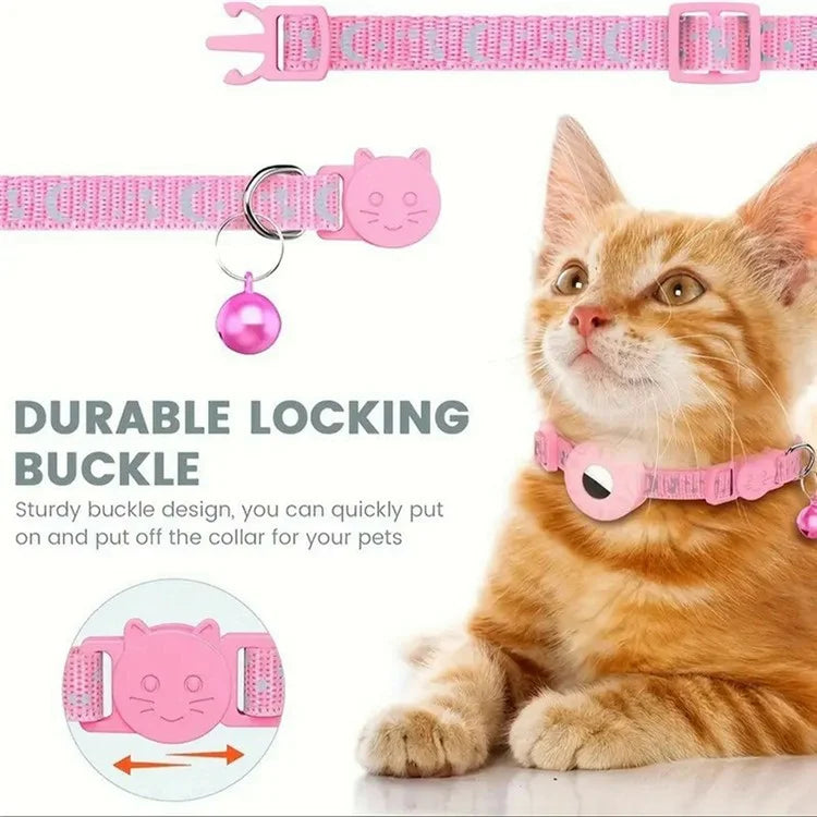 Reflective Nylon Pet Collar with Silicone Case for AirTag Bluetooth Tracker Protective Film