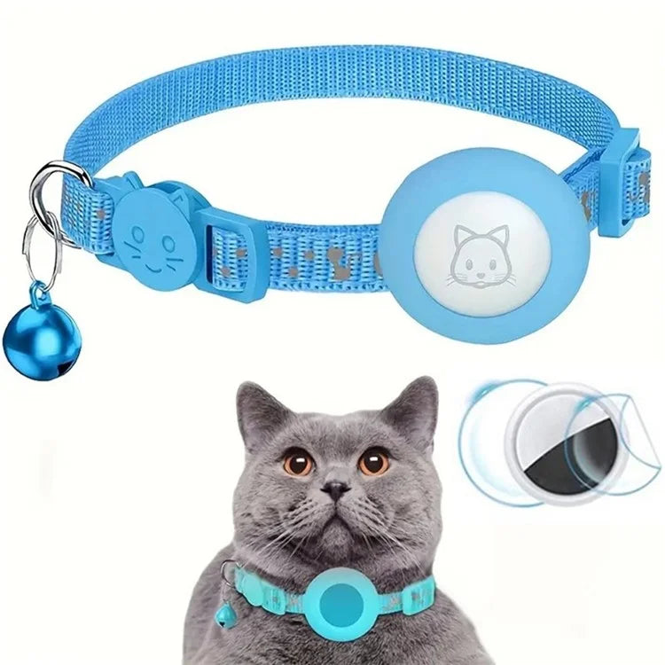 Reflective Nylon Pet Collar with Silicone Case for AirTag Bluetooth Tracker Protective Film