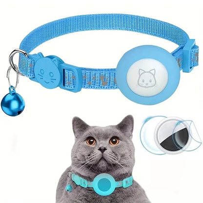 Reflective Nylon Pet Collar with Silicone Case for AirTag Bluetooth Tracker Protective Film