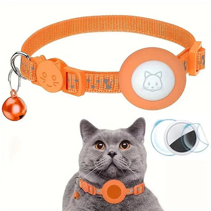 Reflective Nylon Pet Collar with Silicone Case for AirTag Bluetooth Tracker Protective Film
