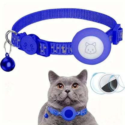 Reflective Nylon Pet Collar with Silicone Case for AirTag Bluetooth Tracker Protective Film