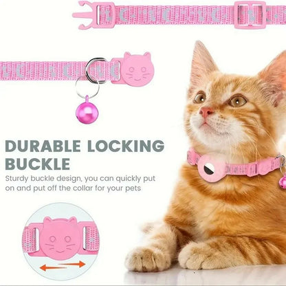 Reflective Nylon Pet Collar with Silicone Case for AirTag Bluetooth Tracker Protective Film