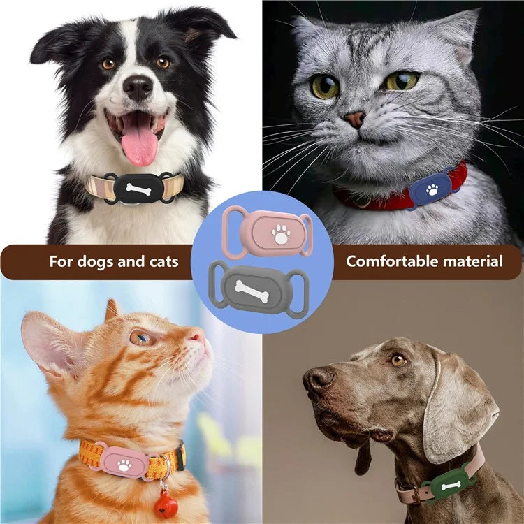 Silicone Cover for Samsung Galaxy SmartTag 2 Bluetooth Tracker Protective Case for Pet Dog / Catish Green