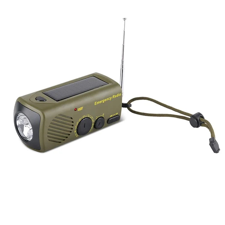 AZ-801 Multi-functional Outdoor Emergency LED Light Hand Crank Solar Power Radio Flashlight