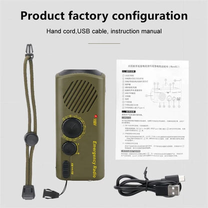 AZ-801 Multi-functional Outdoor Emergency LED Light Hand Crank Solar Power Radio Flashlight