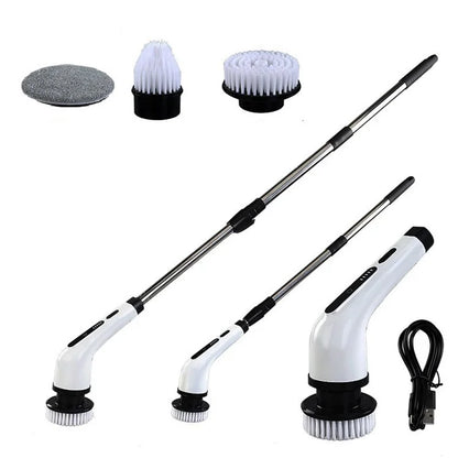 Long Handle Electric Spin Brush Cordless Shower Scrubber with 3 Replacement Heads