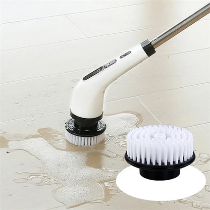 Long Handle Electric Spin Brush Cordless Shower Scrubber with 6 Replacement Heads