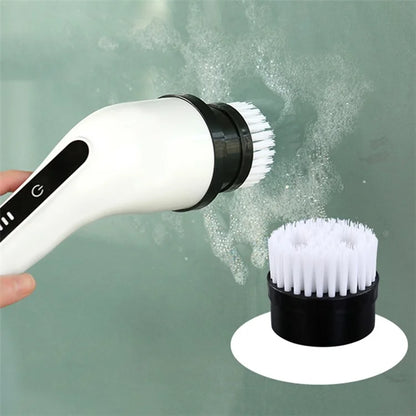 Long Handle Electric Spin Brush Cordless Shower Scrubber with 6 Replacement Heads