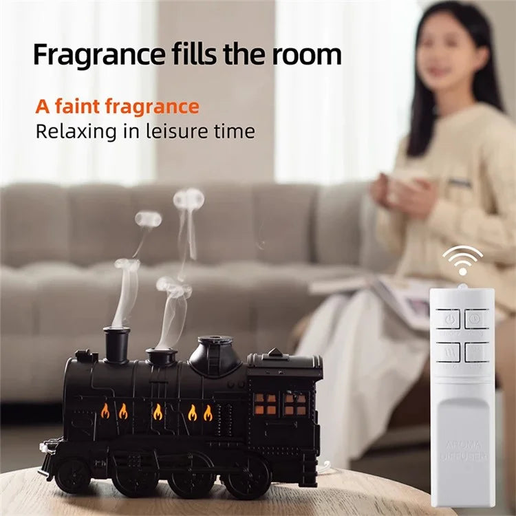 Mini Steam Train Essential Oil Diffuser LED Light Air Humidifier with Remote Control