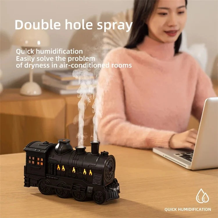 Mini Steam Train Essential Oil Diffuser LED Light Air Humidifier with Remote Control