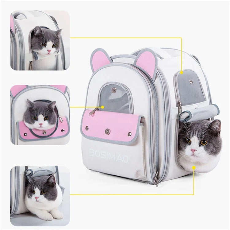 BAOSIMAO BD Series Cat Backpack Carrier Dual Sides Expandable Breathable Pet Backpack