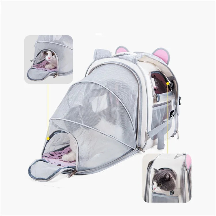 BAOSIMAO BD Series Cat Backpack Carrier Dual Sides Expandable Breathable Pet Backpack