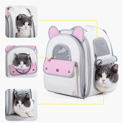 BAOSIMAO BD Series Cat Backpack Carrier Dual Sides Expandable Breathable Pet Backpack