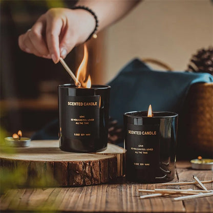XY-20200902 Scented Candles Black Jar Soy Wax Candles Gift Relaxing Stress
