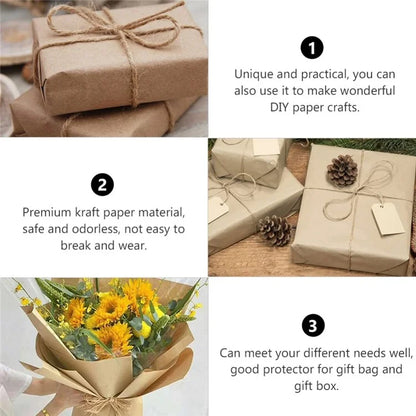 38cm Width Kraft Paper DIY Gift Wrapping Moving Supplies Craft Packing Roll, Length: 10m - Light Brown
