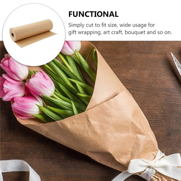 38cm Width Kraft Paper DIY Gift Wrapping Moving Supplies Craft Packing Roll, Length: 10m - Light Brown
