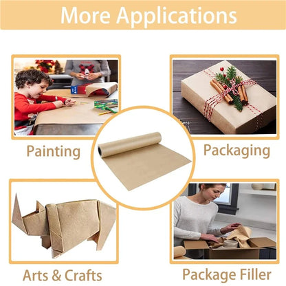 38cm Width Kraft Paper DIY Gift Wrapping Moving Supplies Craft Packing Roll, Length: 10m - Light Brown
