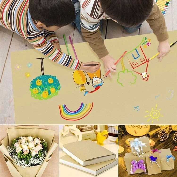 38cm Width Kraft Paper DIY Gift Wrapping Moving Supplies Craft Packing Roll, Length: 10m - Light Brown