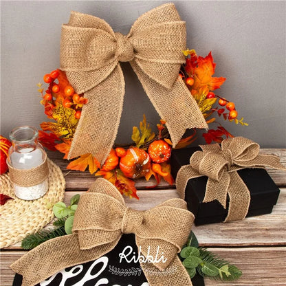 50mm Width Artificial Burlap Ribbon with Wired Edge Christmas Gift Packing DIY Crafts Wrapping Material