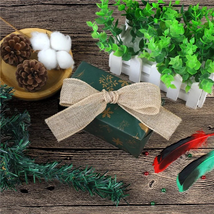 75mm Width Artificial Burlap Ribbon with Wired Edge Christmas Gift Packing DIY Crafts Wrapping Material