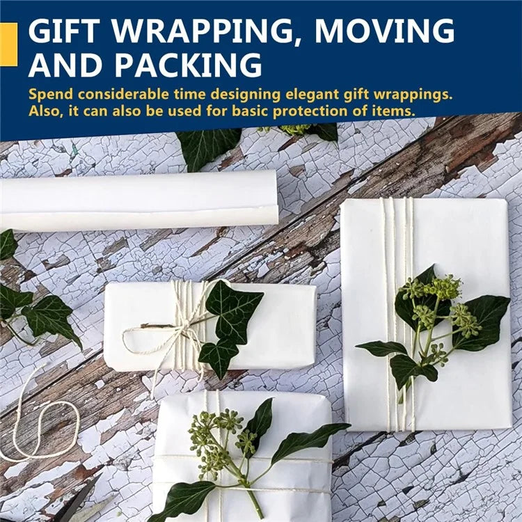 38cm Width Kraft Paper DIY Gift Wrapping Moving Supplies Craft Packing Roll, Length: 10m - White