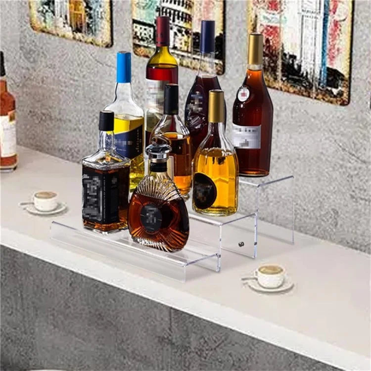 Transparent Acrylic 3-Tier Wine Bottle Holder Rack Display Shelf for Mugs Vases Organization