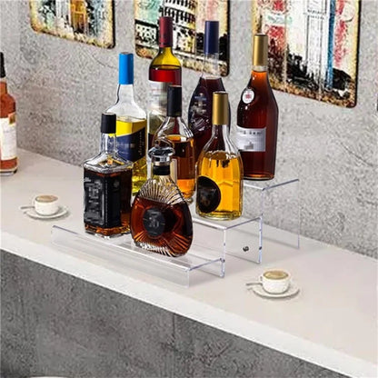 Transparent Acrylic 3-Tier Wine Bottle Holder Rack Display Shelf for Mugs Vases Organization