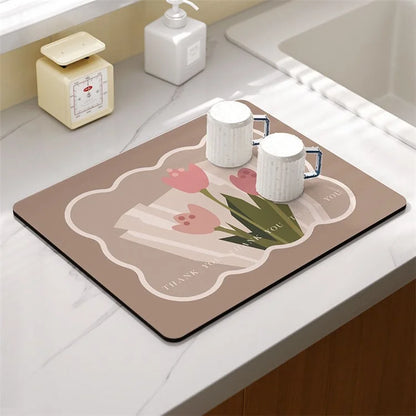 30*40cm Kitchen Dish Drying Mat Super Absorbent Tableware Draining Pad