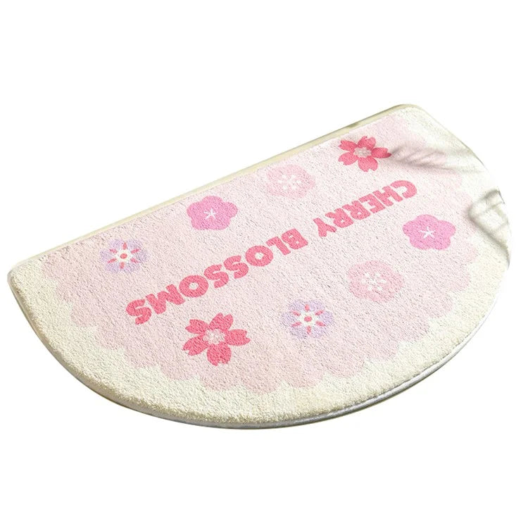 50*80cm Water Absorbent Bath Mat Furry Bathroom Rug Semicircle Floor Carpet
