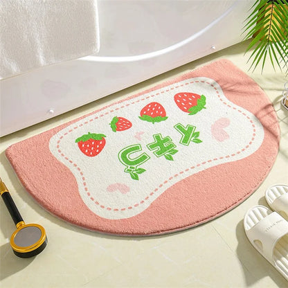 50*80cm Water Absorbent Bath Mat Furry Bathroom Rug Semicircle Floor Carpet