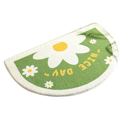 50*80cm Water Absorbent Bath Mat Furry Bathroom Rug Semicircle Floor Carpet