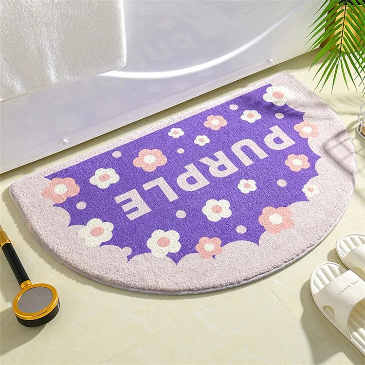 50*80cm Water Absorbent Bath Mat Furry Bathroom Rug Semicircle Floor Carpet