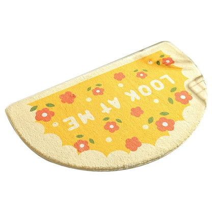 50*80cm Water Absorbent Bath Mat Furry Bathroom Rug Semicircle Floor Carpet