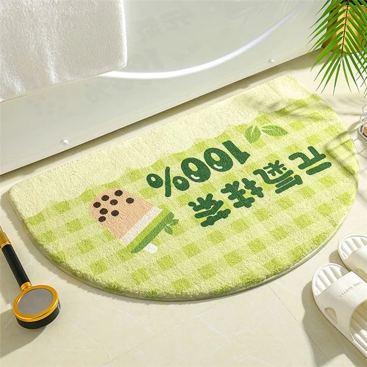 50*80cm Water Absorbent Bath Mat Furry Bathroom Rug Semicircle Floor Carpet