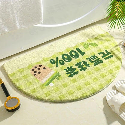 50*80cm Water Absorbent Bath Mat Furry Bathroom Rug Semicircle Floor Carpet