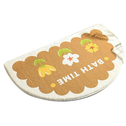 50*80cm Water Absorbent Bath Mat Furry Bathroom Rug Semicircle Floor Carpet