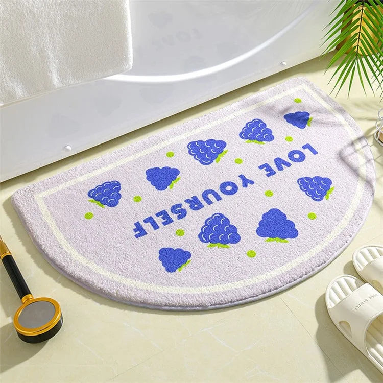 50*80cm Water Absorbent Bath Mat Furry Bathroom Rug Semicircle Floor Carpet