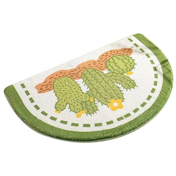 50*80cm Water Absorbent Bath Mat Furry Bathroom Rug Semicircle Floor Carpet