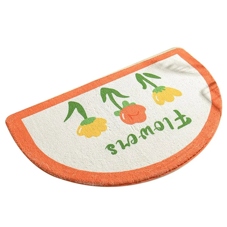 40*60cm Semicircle Bath Mat Furry Bathroom Rug Water Absorbent Floor Carpet